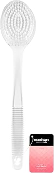 Manicare White Plastic Bath Brush Exfoliating Long Handled Spa Shower Brush Non Slip Handle Back Washer Good For Circulation Cellulite And Dry Skin Dry Brushing Back And Body Scrubber - Image 1
