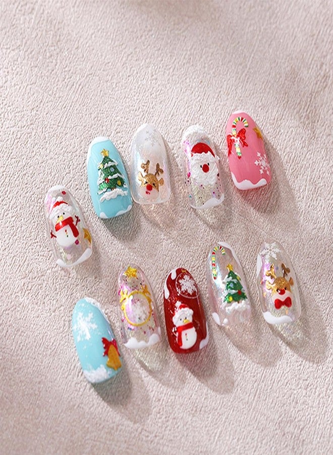 FDSQHSA 5D Embossed Christmas Nail Stickers for Nail Art Self Adhesive Snowman Nail Art Stickers Winter Cute Santa Hat Christmas Tree Bow Elk Nail Decals Xmas Nail Design Stickers for Women Girl - Image 5
