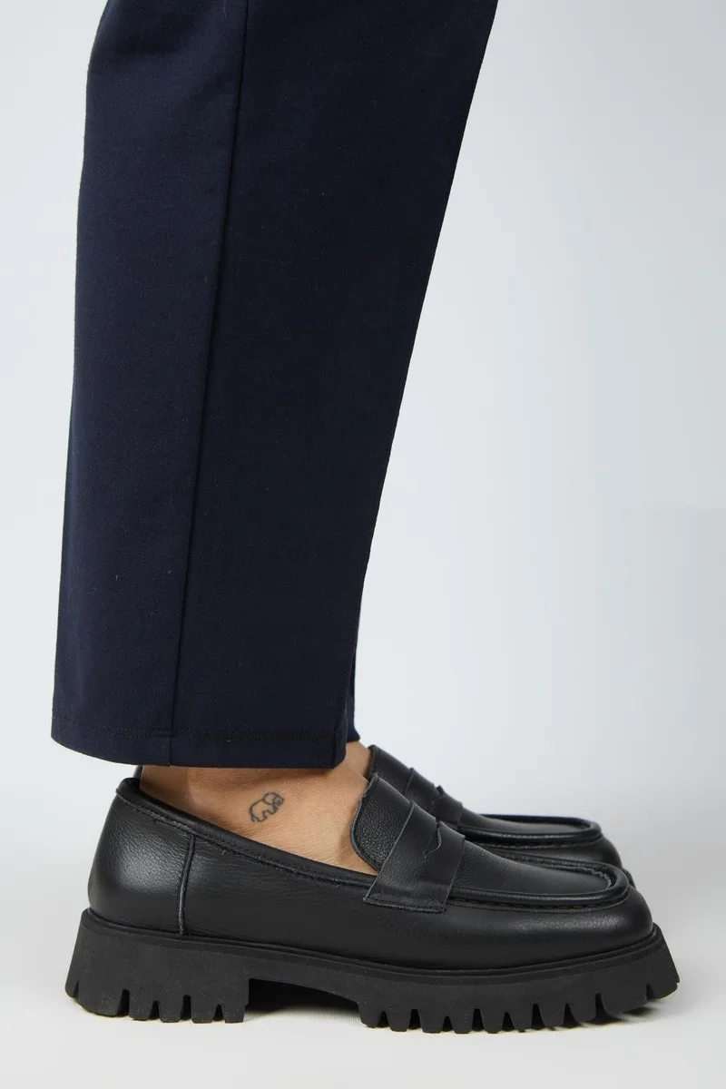 Manijero Manijero Cepmen Women's Leather Cornered Genuine Leather Loafer Black Shoes