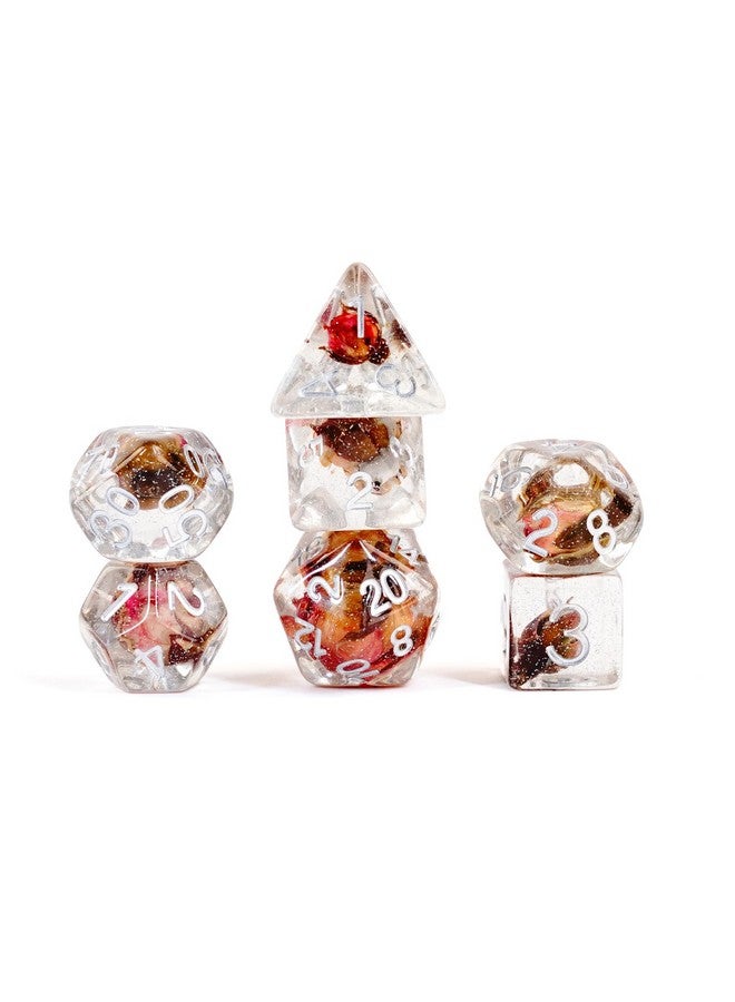 Metallic Dice Games FanRoll 16mm Resin Poly DND Dice Set: Rose Dice, Role Playing Game Dice for Dungeons and Dragons - Image 1