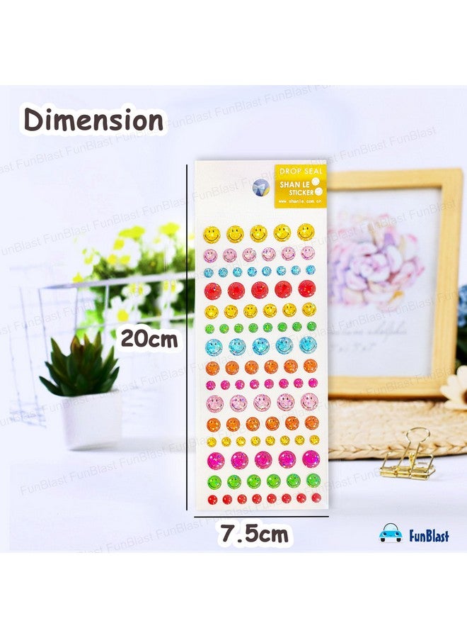 FunBlast Smiley, Star & Heart Stickers - Set of 4, 250 Pcs Stickers for Kids, Aesthetic Sticker, Kawaii Stickers Set, Cute Stickers, Craft Stickers, Self Adhesive Stickers (Multicolor) - Image 2