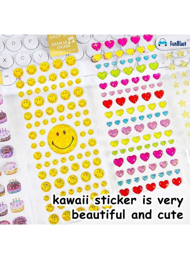 FunBlast Smiley, Star & Heart Stickers - Set of 4, 250 Pcs Stickers for Kids, Aesthetic Sticker, Kawaii Stickers Set, Cute Stickers, Craft Stickers, Self Adhesive Stickers (Multicolor) - Image 4