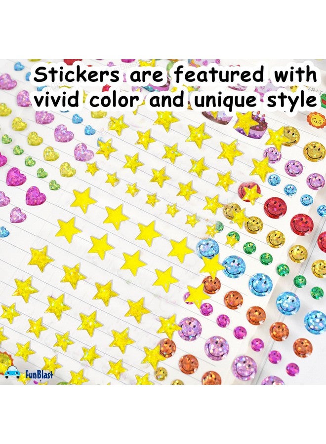 FunBlast Smiley, Star & Heart Stickers - Set of 4, 250 Pcs Stickers for Kids, Aesthetic Sticker, Kawaii Stickers Set, Cute Stickers, Craft Stickers, Self Adhesive Stickers (Multicolor) - Image 5