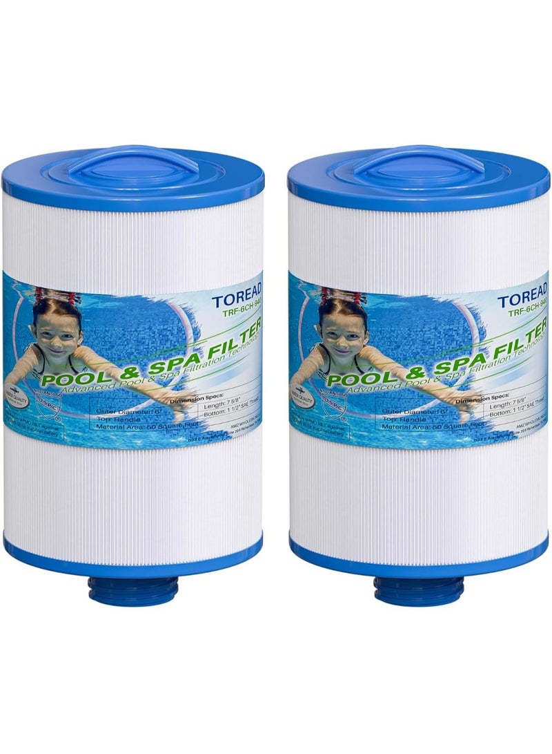 TOREAD FC-0359 SPA Filter Replacement for Unicel 6CH-940, PWW50P3(NOT PWW50P4), 817-0050, 25252, 03FIL1400, 1 1/2" SAE Thread Screw in Filter, 2 Pack - Image 2