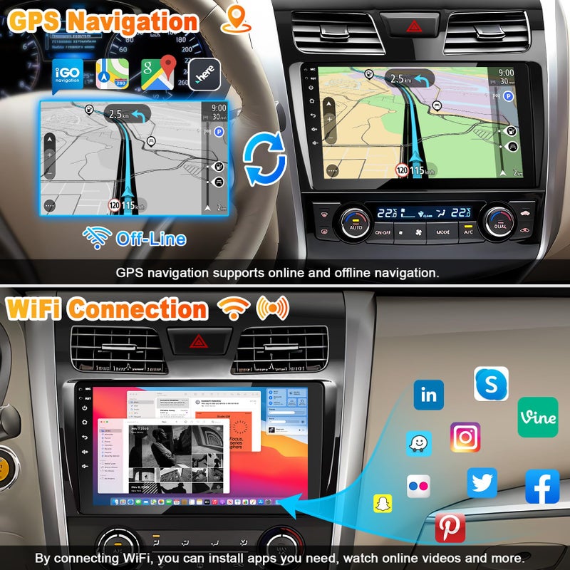 electrosmart [4G+64G] Car Radio for Nissan Altima 2013-2019 with Wireless CarPlay Android Auto,10" Touchscreen Android 13 Car Stereo with Mirror Link Voice Control WiFi/GPS,Bluetooth,FM/RDS SWC+Backup Camera - Image 4
