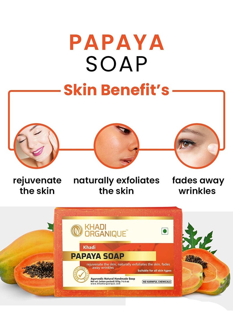 Khadi Organique Natural Herbal Papaya Soap Pack of 7 - Image 2
