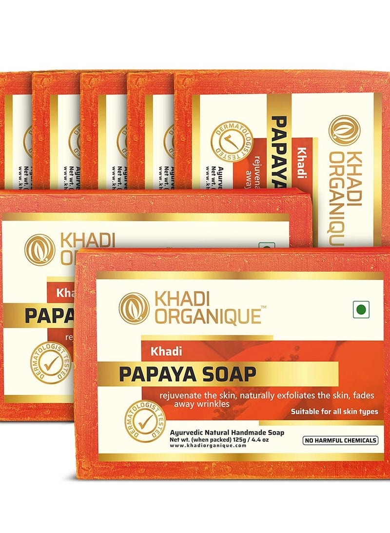 Khadi Organique Natural Herbal Papaya Soap Pack of 7 - Image 1