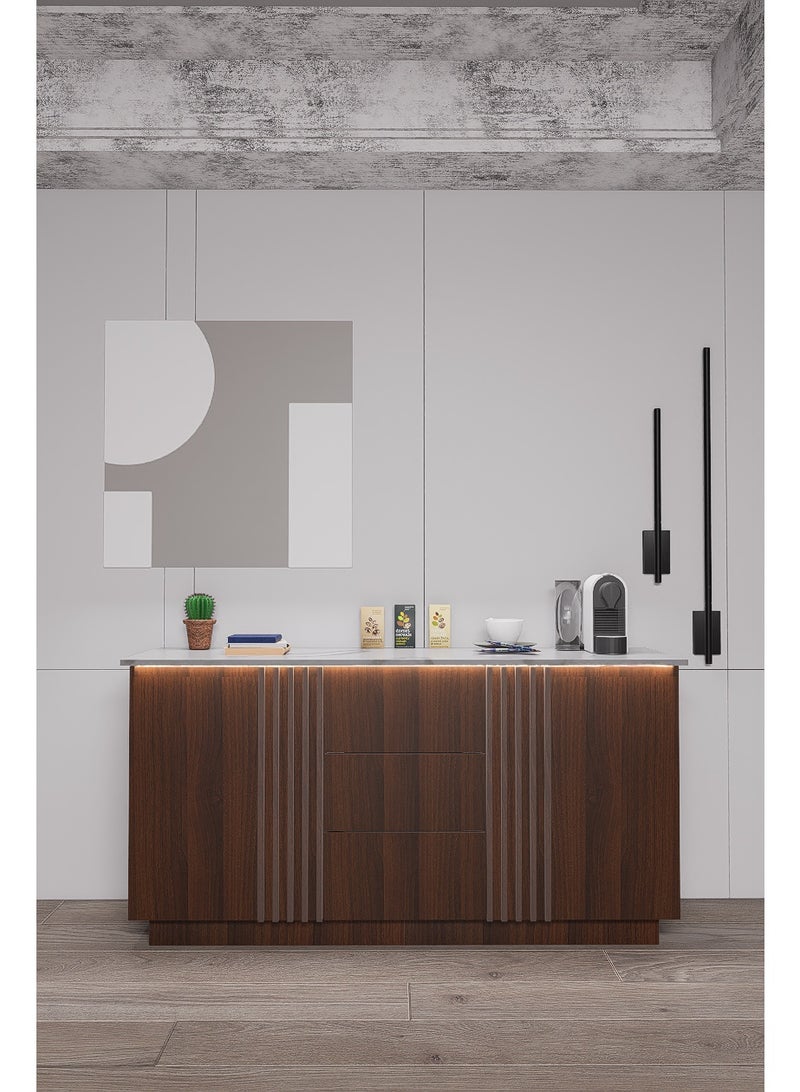 كوفي وورلد ركن القهوة باللون بني بالاضاءة المخفية الانيقة تكيسات الطولية. - Image 2