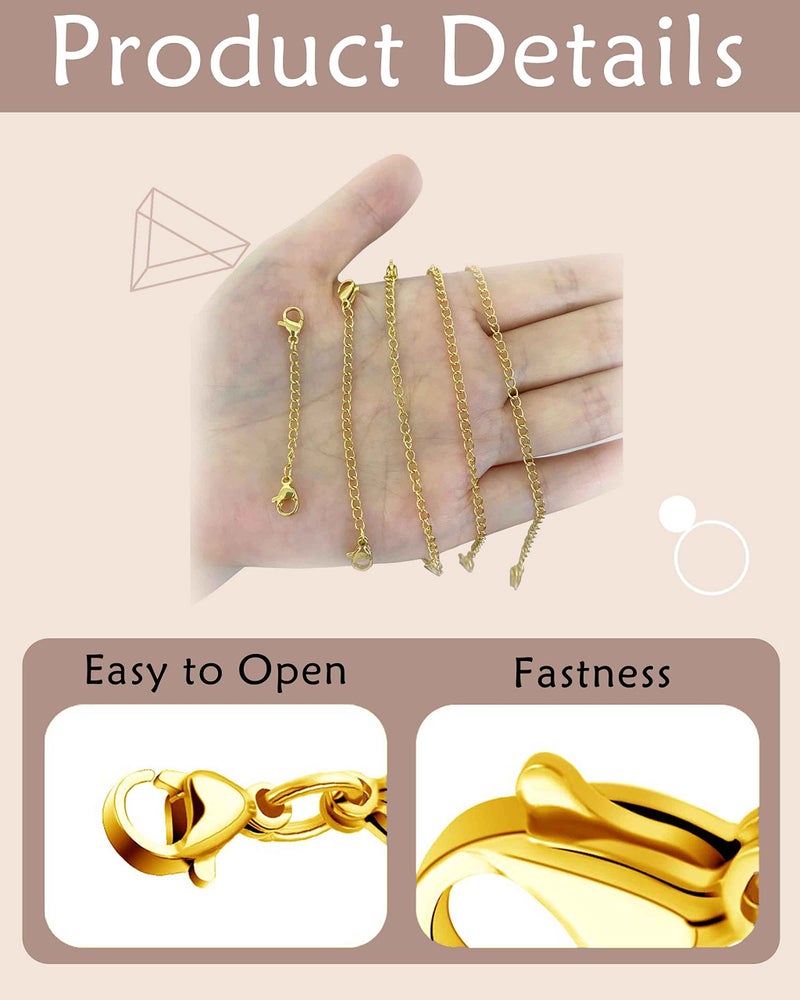 OHINGLT Necklace Extender 10Pcs Chain Extenders for Necklaces Bracelet, 14K Gold and Silver Plated Stainless Steel Extension Chain for Women Jewelry Making - Image 4