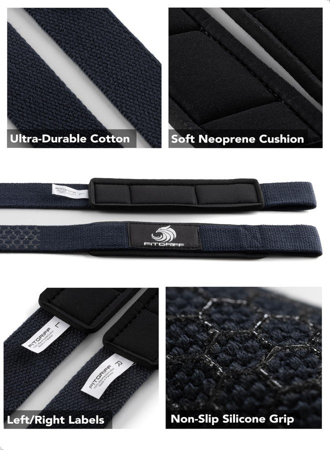 Fitgriff® Lifting Straps (Padded) for Strength Training, Bodybuilding, Fitness - Deadlift Straps - Lifting Straps - for Men and Women (Navy Blue, Silicone) - Image 3