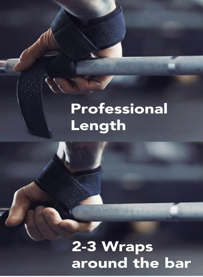 Fitgriff® Lifting Straps (Padded) for Strength Training, Bodybuilding, Fitness - Deadlift Straps - Lifting Straps - for Men and Women (Navy Blue, Silicone) - Image 2