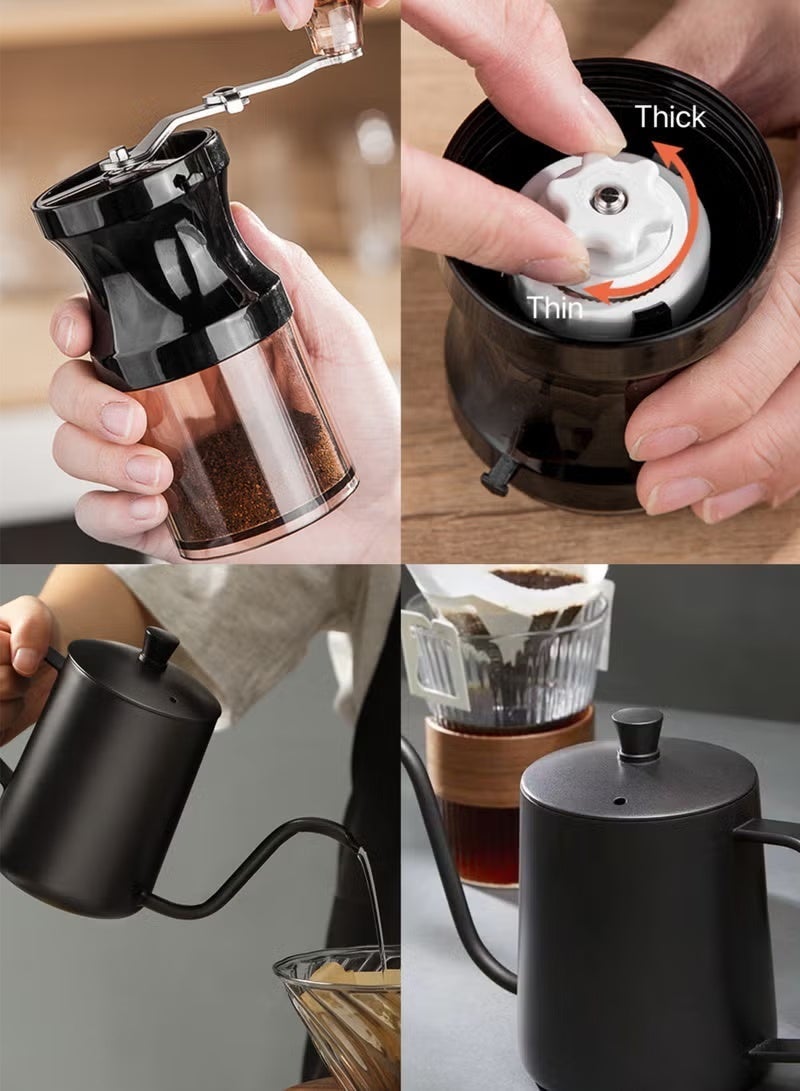 V60 Pour-over Coffee Maker Set with Carrying Case 100 Filter Papers Black 600ml - Image 4