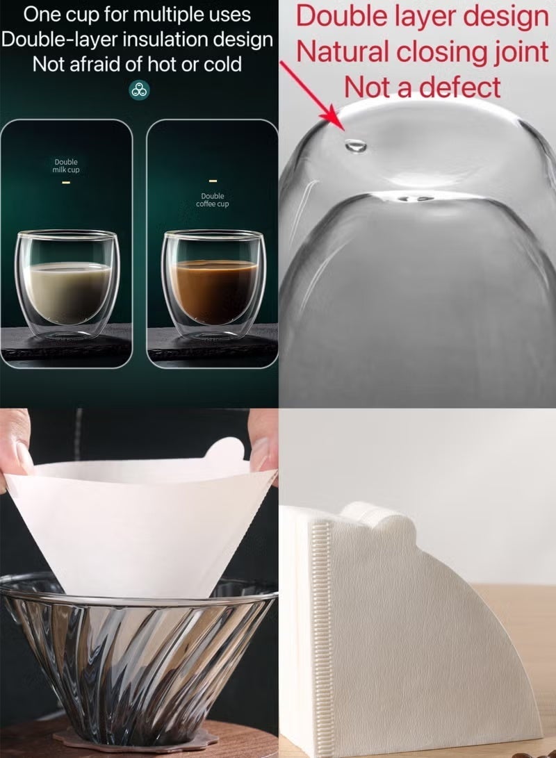 V60 Pour-over Coffee Maker Set with Carrying Case 100 Filter Papers Black 600ml - Image 2