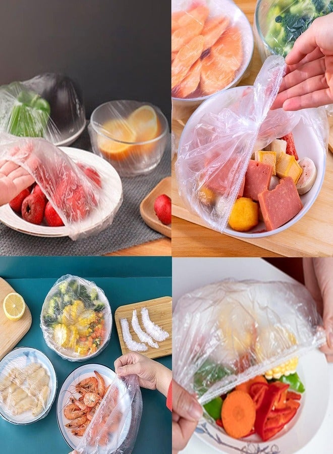 Fresh Keeping Bags, Sandwich Bags, Food Bags, Elastic Stretch Adjustable Bowl Lids, for Leftovers Picnic BBQ Fresh Keeping, Waterproof Clear Shower Caps (100Pcs) - Image 5