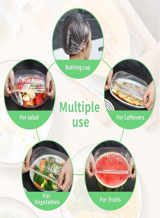 Fresh Keeping Bags, Sandwich Bags, Food Bags, Elastic Stretch Adjustable Bowl Lids, for Leftovers Picnic BBQ Fresh Keeping, Waterproof Clear Shower Caps (100Pcs) - Image 4