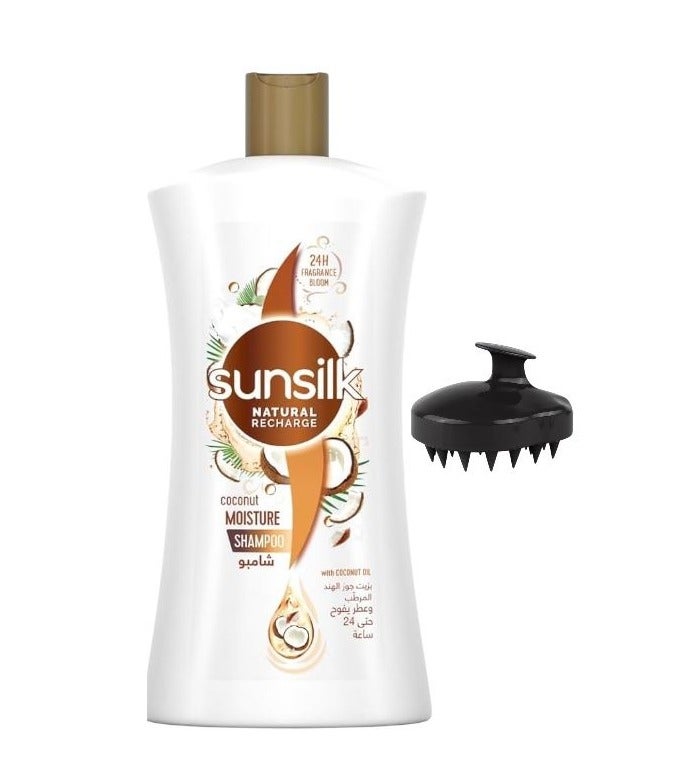 Sunsilk Natural Shampoo with Coconut Oil 1 L+ Silicone Massager Brush Hair Multi-Colour