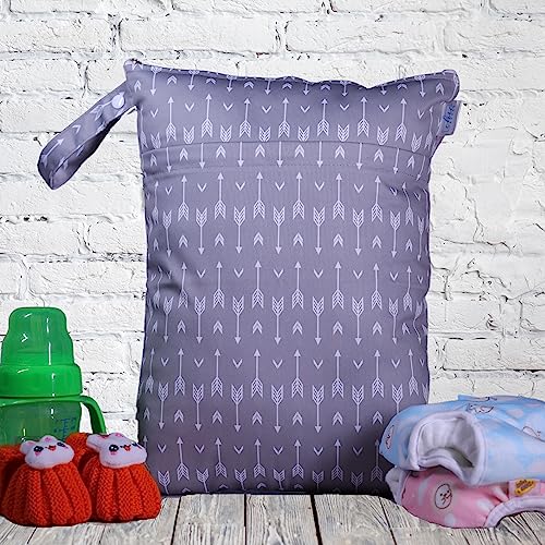 Chic Buddy Waterproof Wet Bag, Swimming Bag for Kids and Adults - Reusable Dry Bag for Travel, Beach, Pool, Gym, Diapers, Wet Swimsuits, Toiletries (Chevron, 30x40cm,Double Compartment) - Image 2