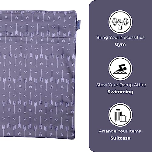 Chic Buddy Waterproof Wet Bag, Swimming Bag for Kids and Adults - Reusable Dry Bag for Travel, Beach, Pool, Gym, Diapers, Wet Swimsuits, Toiletries (Chevron, 30x40cm,Double Compartment) - Image 4
