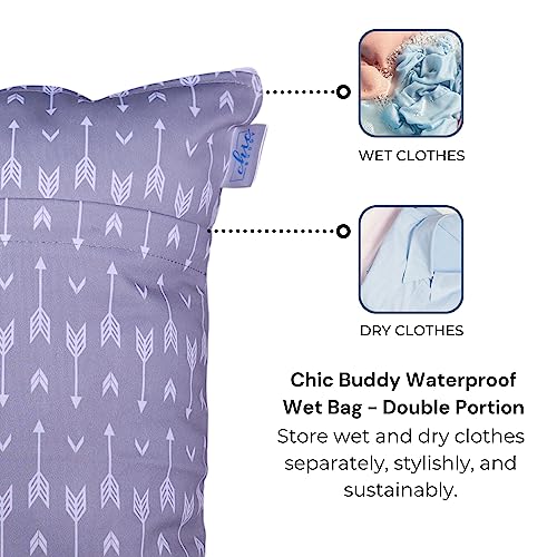Chic Buddy Waterproof Wet Bag, Swimming Bag for Kids and Adults - Reusable Dry Bag for Travel, Beach, Pool, Gym, Diapers, Wet Swimsuits, Toiletries (Chevron, 30x40cm,Double Compartment) - Image 3