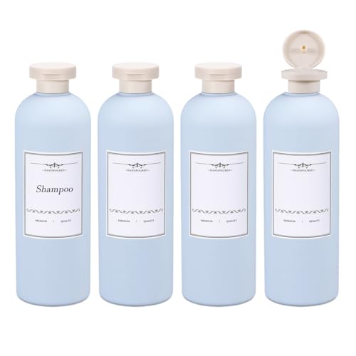 ASEVAT 13.5oz 4pack Refillable Travel Shampoo and Conditioner Bottles, Travel Size containers, Travel Bottle for toiletries, Squeeze Bottles with Flip Cap, Empty Plastic Leak Proof Travel Bottles - Image 1