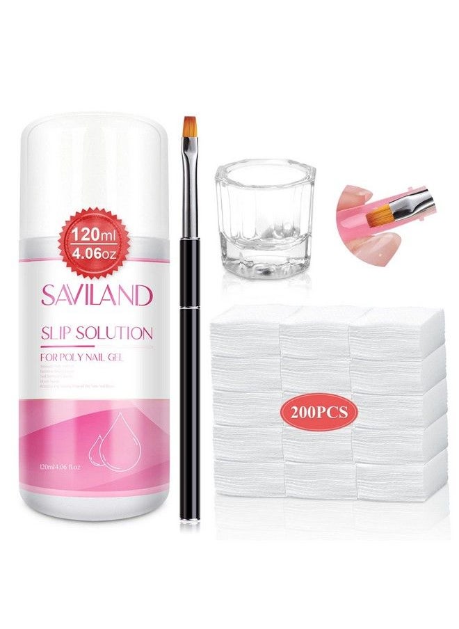 Saviland Slip Solution Poly Gel Nail Kit120Ml Slip Solution For Poly Gel Nail Extension Liquid Solution Antistick Tools With Nail Art Brush Starter Kit For Poly Extension Nails Shaping Home Diy  - Image 2