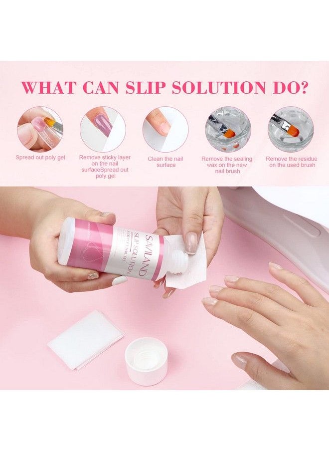 Saviland Slip Solution Poly Gel Nail Kit120Ml Slip Solution For Poly Gel Nail Extension Liquid Solution Antistick Tools With Nail Art Brush Starter Kit For Poly Extension Nails Shaping Home Diy  - Image 3