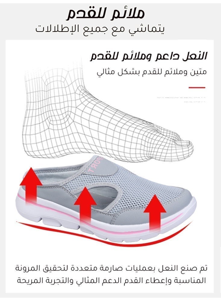 Breathable Mesh Slip- On Sport Mules – Lightweight Open-Back Walking Sandals with Cushioned Thick Sole, Casual Athletic Slide Shoes - Image 4