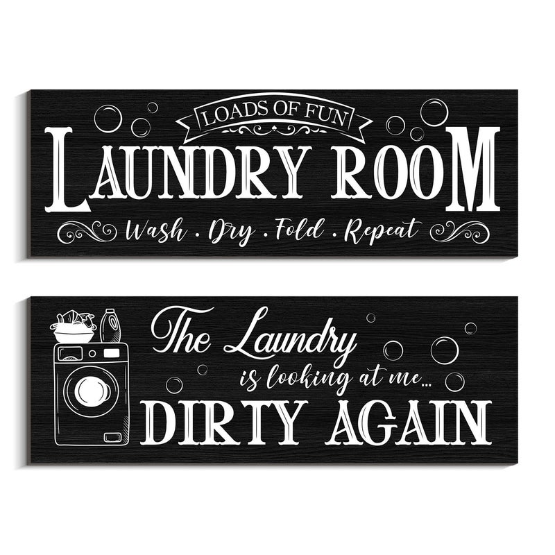 Al Raied ARS Rustic Family Laundry Room Rules Decor - 2 Piece Wall Plaque - Image 1