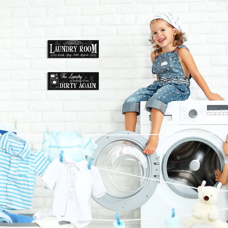Al Raied ARS Rustic Family Laundry Room Rules Decor - 2 Piece Wall Plaque - Image 3