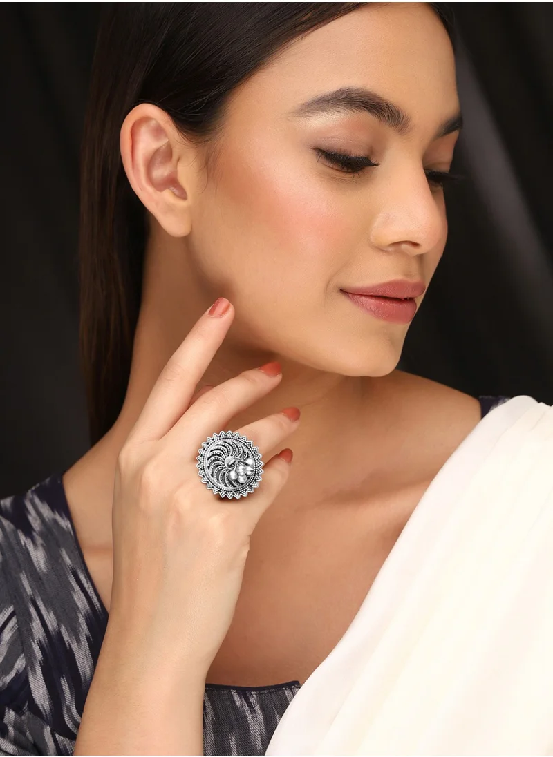 برياسي Oxidized Adjustable Finger Ring