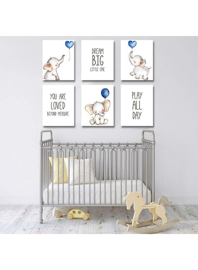 iMagitek Set of 6 Unframed Baby Boy Nursery Wall Art Prints, Blue Elephant Nursery Wall Decor, Elephants with Blue Balloons Wall Art Decorations for Baby Boy Nursery, Boy's Room (8" x 10") - Image 2