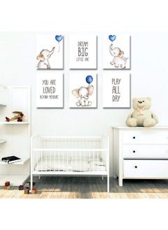 iMagitek Set of 6 Unframed Baby Boy Nursery Wall Art Prints, Blue Elephant Nursery Wall Decor, Elephants with Blue Balloons Wall Art Decorations for Baby Boy Nursery, Boy's Room (8" x 10") - pzsku/Z69C62F2797AF88BDCD8BZ/45/_/1737031434/301b053a-01b1-48b5-89d9-0f3b7a3f6c93