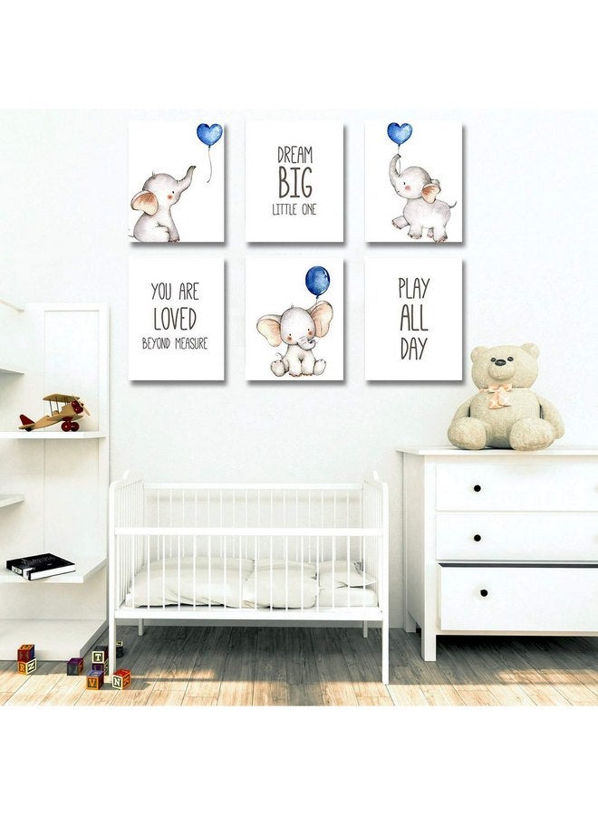 iMagitek Set of 6 Unframed Baby Boy Nursery Wall Art Prints, Blue Elephant Nursery Wall Decor, Elephants with Blue Balloons Wall Art Decorations for Baby Boy Nursery, Boy's Room (8" x 10") - Image 3