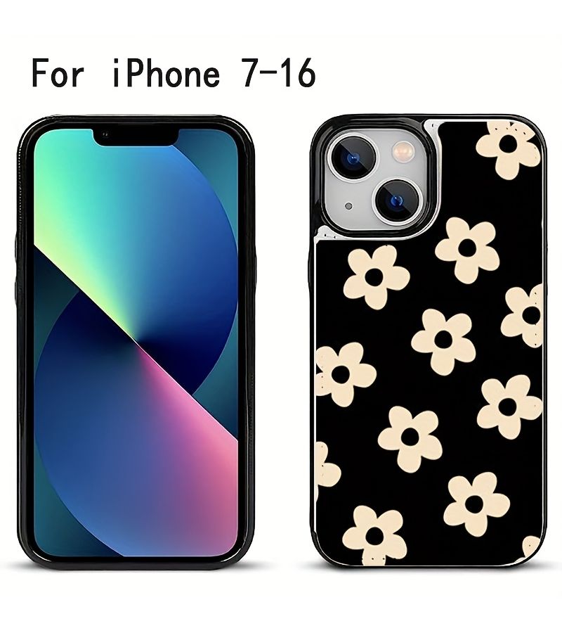 White Floral Wallet Phone Case For iPhone 14 Plus Card Holder Stand - Image 2