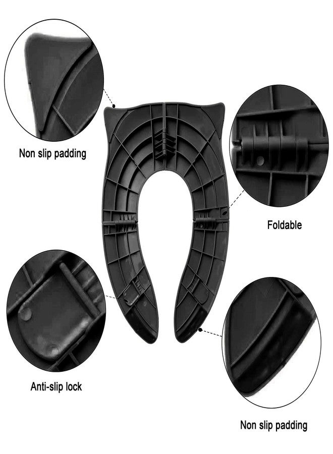 TechHark Plastic Baby Potty Training Toilet Seat For Boys And Girls Kids, Non-Slip With Splash Guard, Fits Round & Oval Toilets(Travel Black, 1 Count) - Image 4