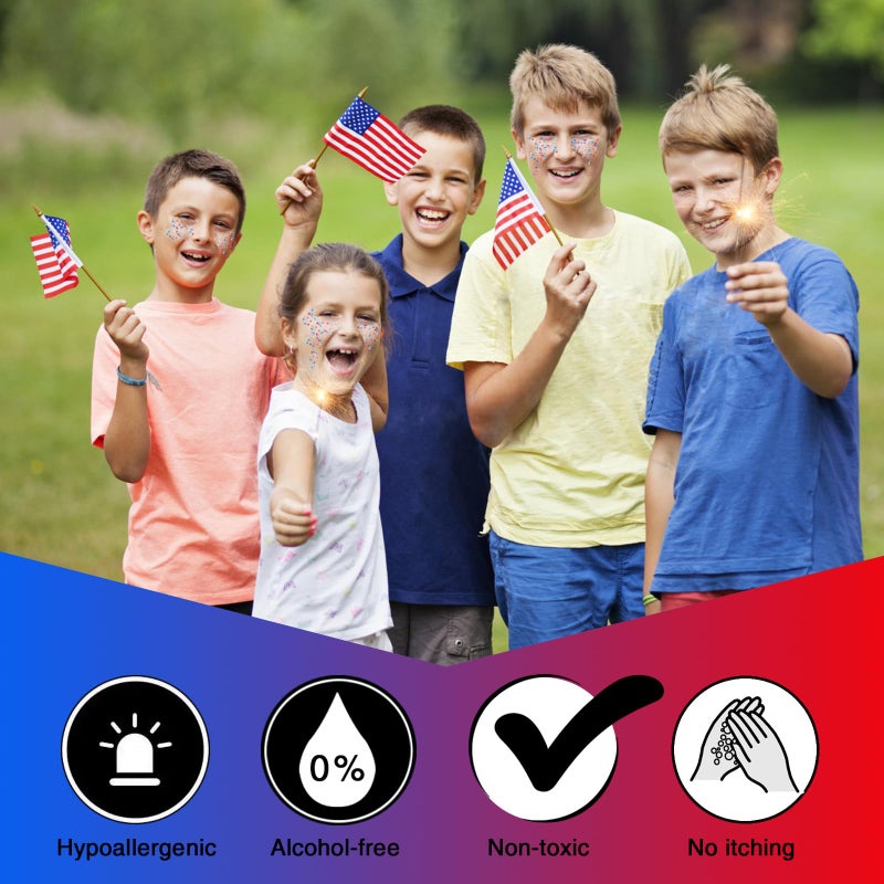 MEICOLY Red White and Blue Body Glitter,4th of July Accessories Hair Glitter for Kids,4th of July Outfits for Women,Fourth of July Patriotic Face Glitter for President's Day Veterans Day - Image 5