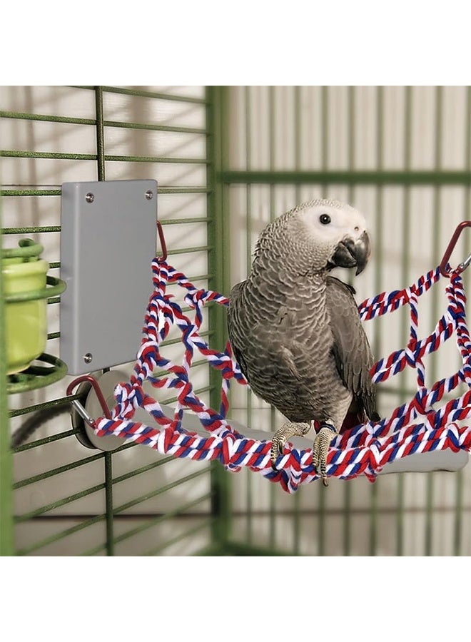 1 Pcs Cotton Rope Hammock & Bridge with 4 Hooks for Cage Accessories - Rat, Bird & Hamster (12.6 x 9.84 inch, Red) - Image 4