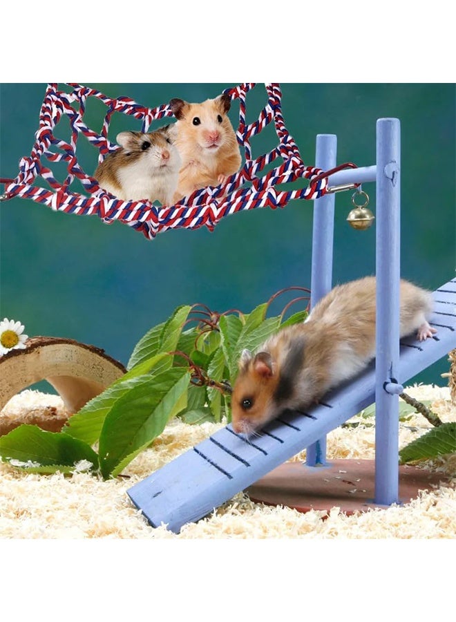 1 Pcs Cotton Rope Hammock & Bridge with 4 Hooks for Cage Accessories - Rat, Bird & Hamster (12.6 x 9.84 inch, Red) - Image 5
