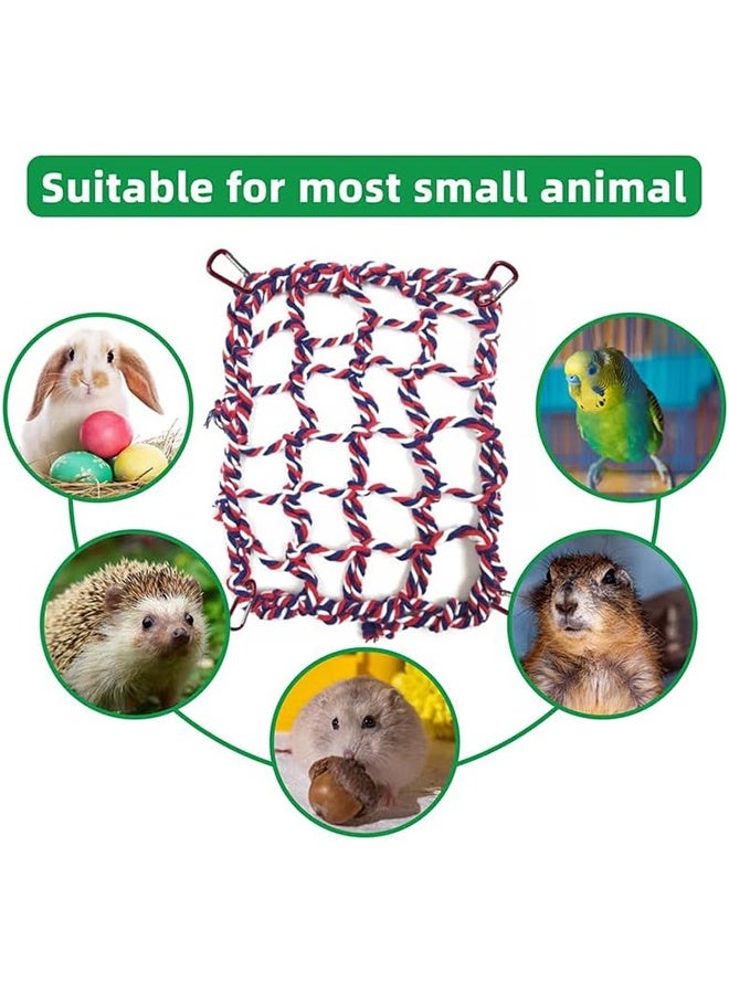1 Pcs Cotton Rope Hammock & Bridge with 4 Hooks for Cage Accessories - Rat, Bird & Hamster (12.6 x 9.84 inch, Red) - Image 3