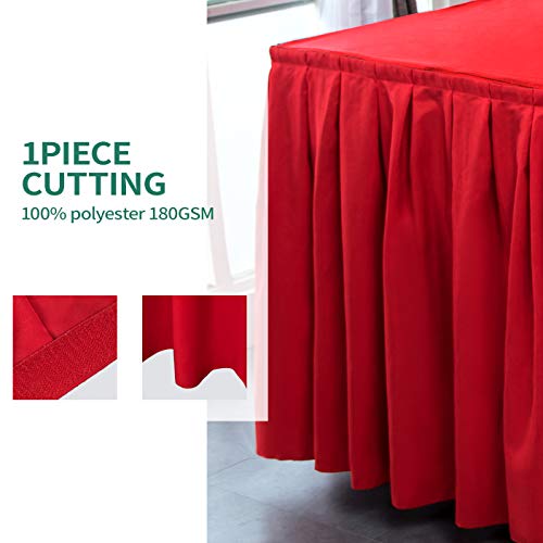 Surmente Red Table Skirt, 14ft Polyester Tablecloth for Weddings, Banquets, or Restaurants - Image 2