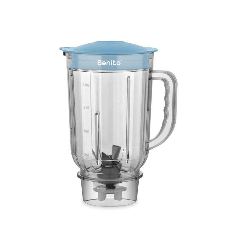 Benito Crystal Transparent Polycarbonate Juicer Jar (1L) for Mixer Grinder – Compatible with 4-Teeth Coupler & Dual Locking System - Image 1