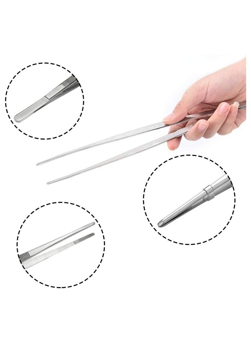 Oasisgalore 2 Pcs 12-Inch Stainless Steel Tongs - Serrated Tips for Cooking, BBQ & Seafood (Silver) - Image 3