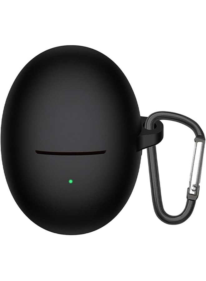 دادو غطاء سيليكون لسماعات هواوي فري بودز 5 مع سلسلة مفاتيح، غطاء سيليكون ناعم واقٍ بالكامل باللون الأسود