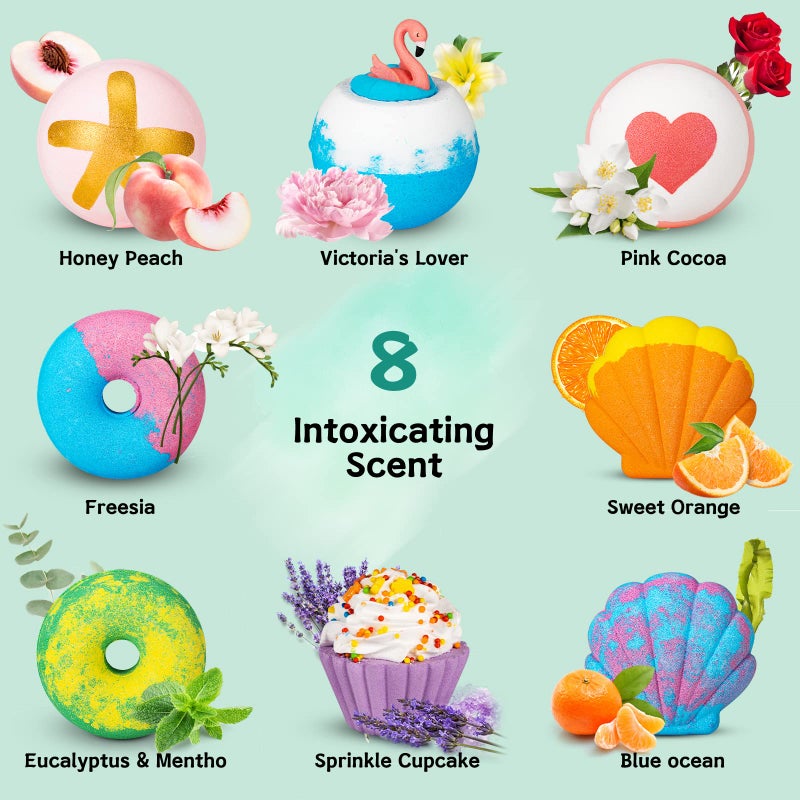 Aofmee Bath Bombs - 8 Bath Bombs for Women & Kids, Natural Spa Fizzy Bathbombs, Skin Moisturize Bubble Bath, Valentines Mothers Day Birthday Christmas for Women Her Girlfriend Mom Bridesmaid - Image 2