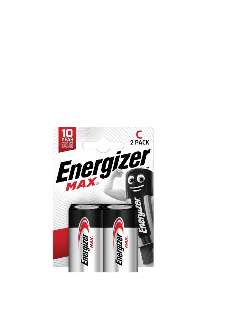Energizer بطارية قلوية ماكس سي 2 قطعة