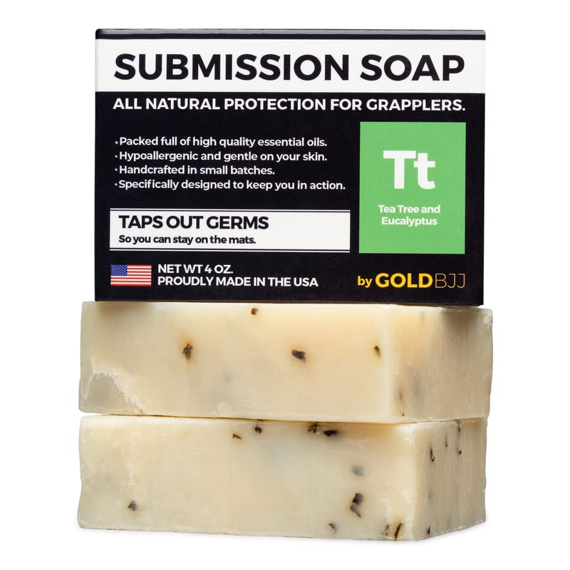 Gold BJJ Premium Tea Tree Oil Soap - USA Made Bar Soap for BJJ, Jiu Jitsu, Wrestling, and Grappling (2-Pack of 4 Ounce Soap Bars, Classic Tea Tree) - Image 1