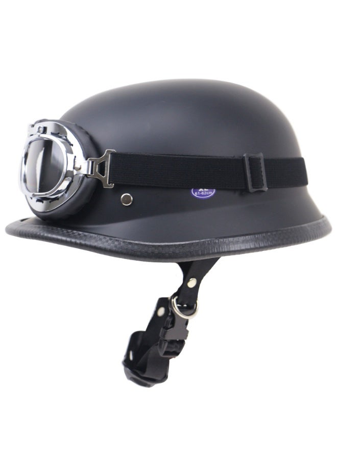 Glossy Black Retro American Style Motorcycle Half Helmet with Tactical Silver Frame Goggles & Moisture-Wicking Liner (L Size for 59-60 CM) - Image 3
