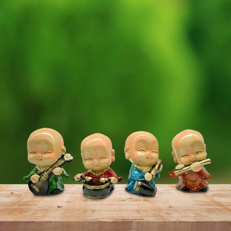 Dalvkot Buddha Idols Set of 4 Playing Musical Instruments Showpiece Figurines for Home Decor - Image 1