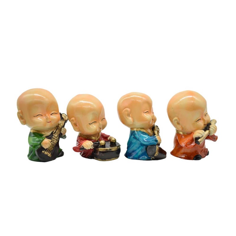 Dalvkot Buddha Idols Set of 4 Playing Musical Instruments Showpiece Figurines for Home Decor - Image 3