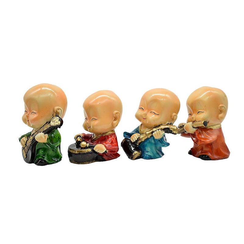 Dalvkot Buddha Idols Set of 4 Playing Musical Instruments Showpiece Figurines for Home Decor - Image 4
